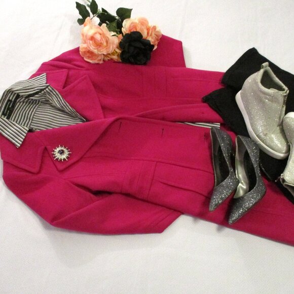 💗💕 LONDON FOG HOT PINK MIDI (PEACOAT) – SIZE S – NWT 💕💗